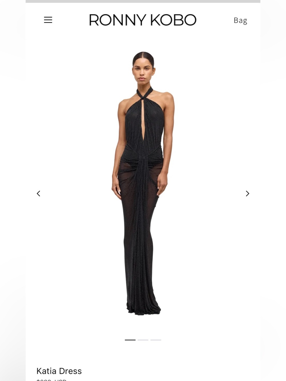 Ronny Kobo Katia Halter-Neck Black Evening Dress